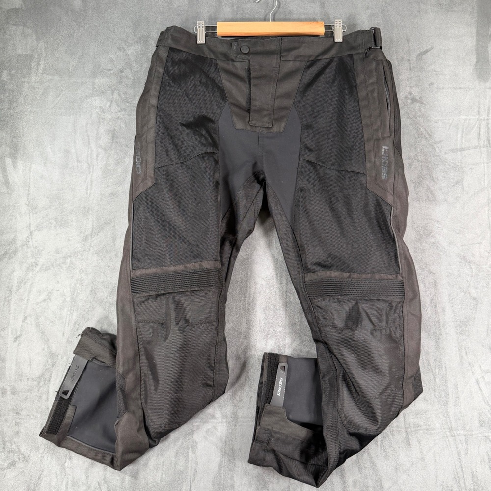 Sedici Mens 2XL Black Mesh Textile Motorcycle Riding Pants Armor 30 Inseam